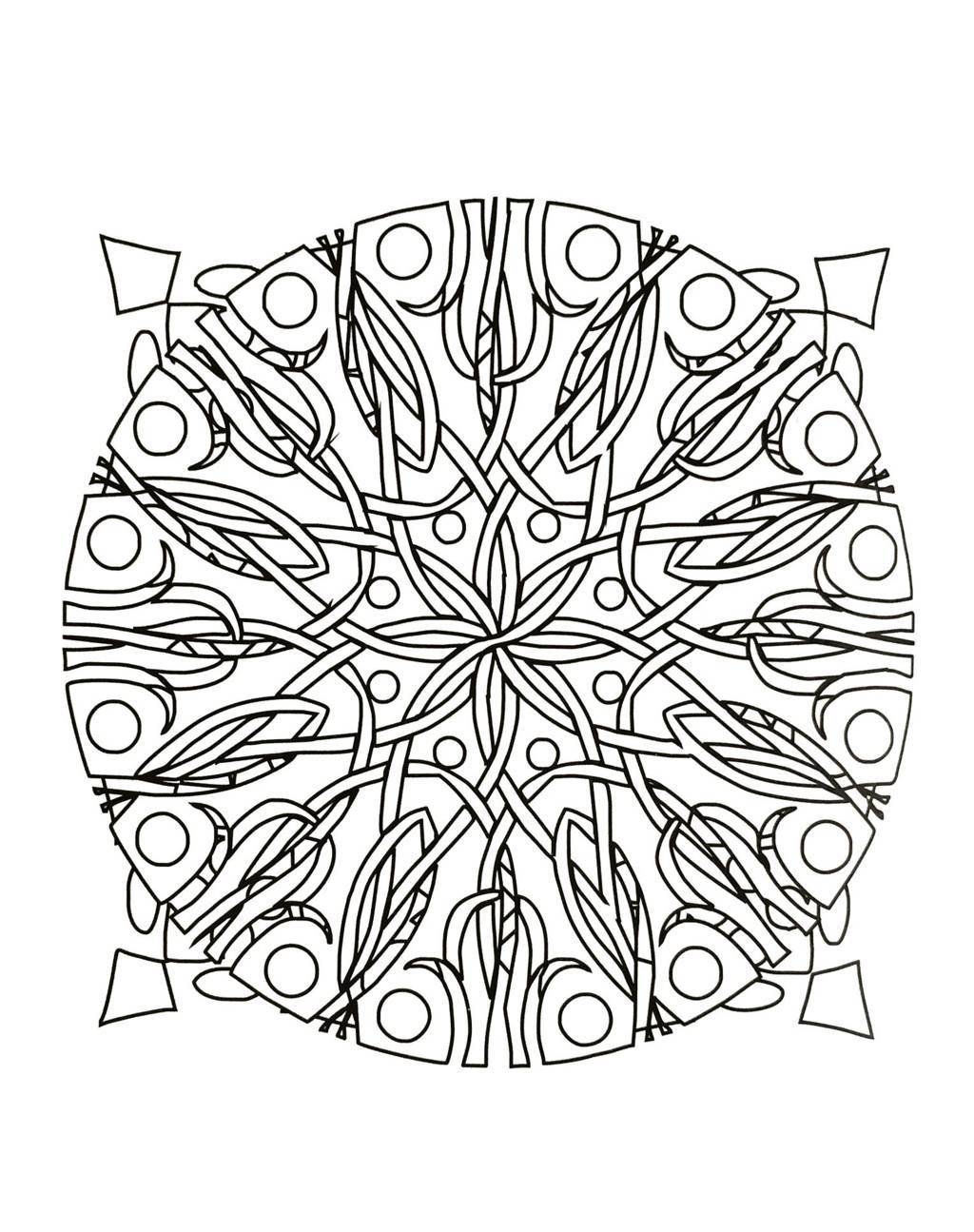 Coloriage Mandala géométrique aux motifs circulaires - Mandala à imprimer